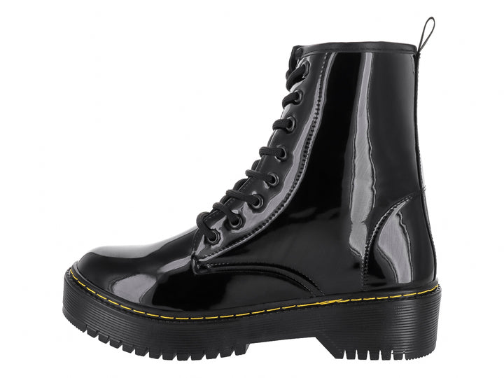 Botas de Combate MELI&amp;ANA Charol Negro para Mujer