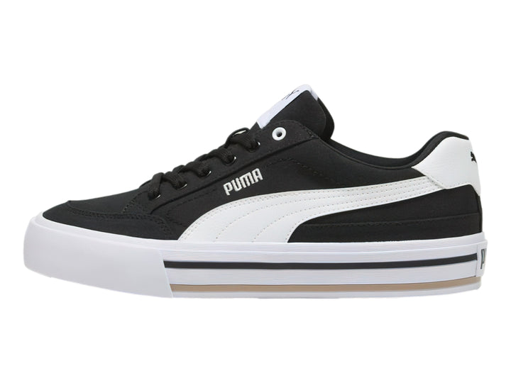 Tenis PUMA Court Classic Vulc en color negro con suela y detalles en blanco.