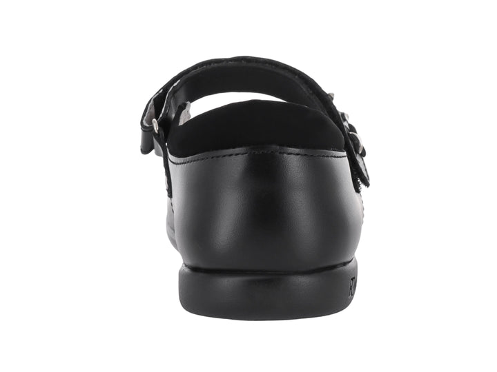 Zapato negro de piel para Niña con correa y detalle de estrella plateada.