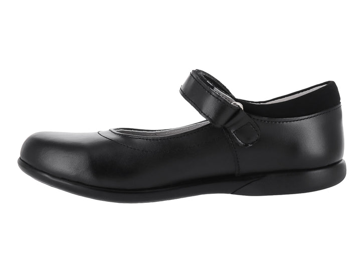 Zapato negro de piel para Niña con correa y detalle de estrella plateada.