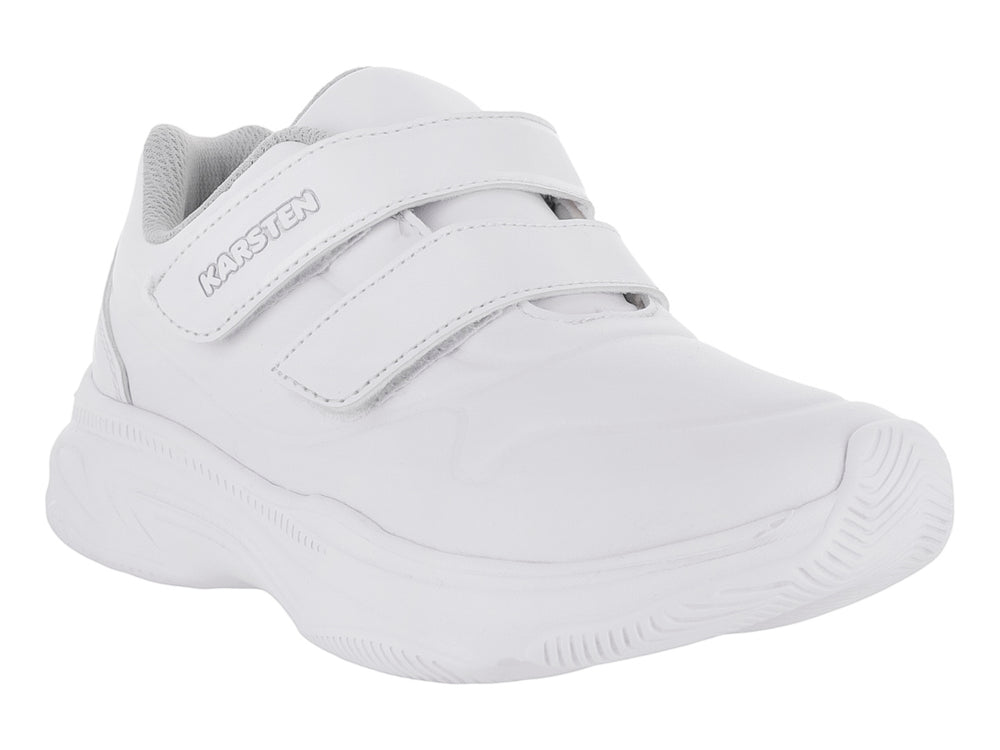 Tenis deportivos blancos para niño con cierre de velcro marca Karsten.