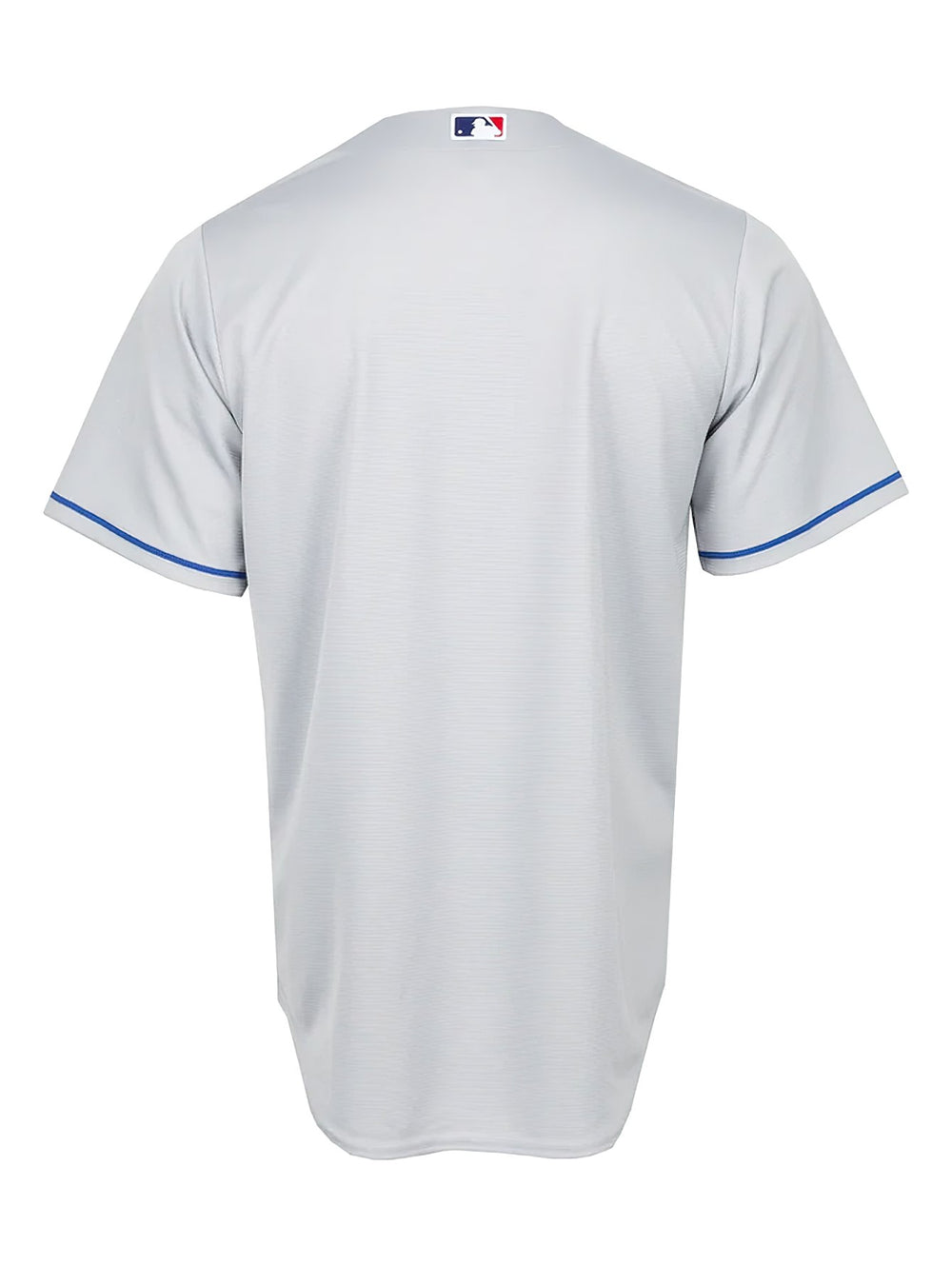 Jersey de béisbol Nike de los Los Angeles Dodgers en color gris con letras y detalles en azul.