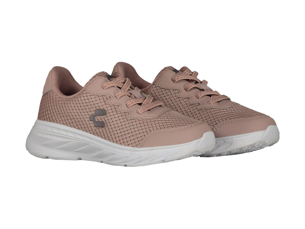 Tenis deportivos Charly color rosa con suela blanca y tejido de malla.