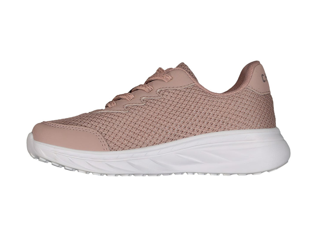 Tenis deportivos Charly color rosa con suela blanca y tejido de malla.
