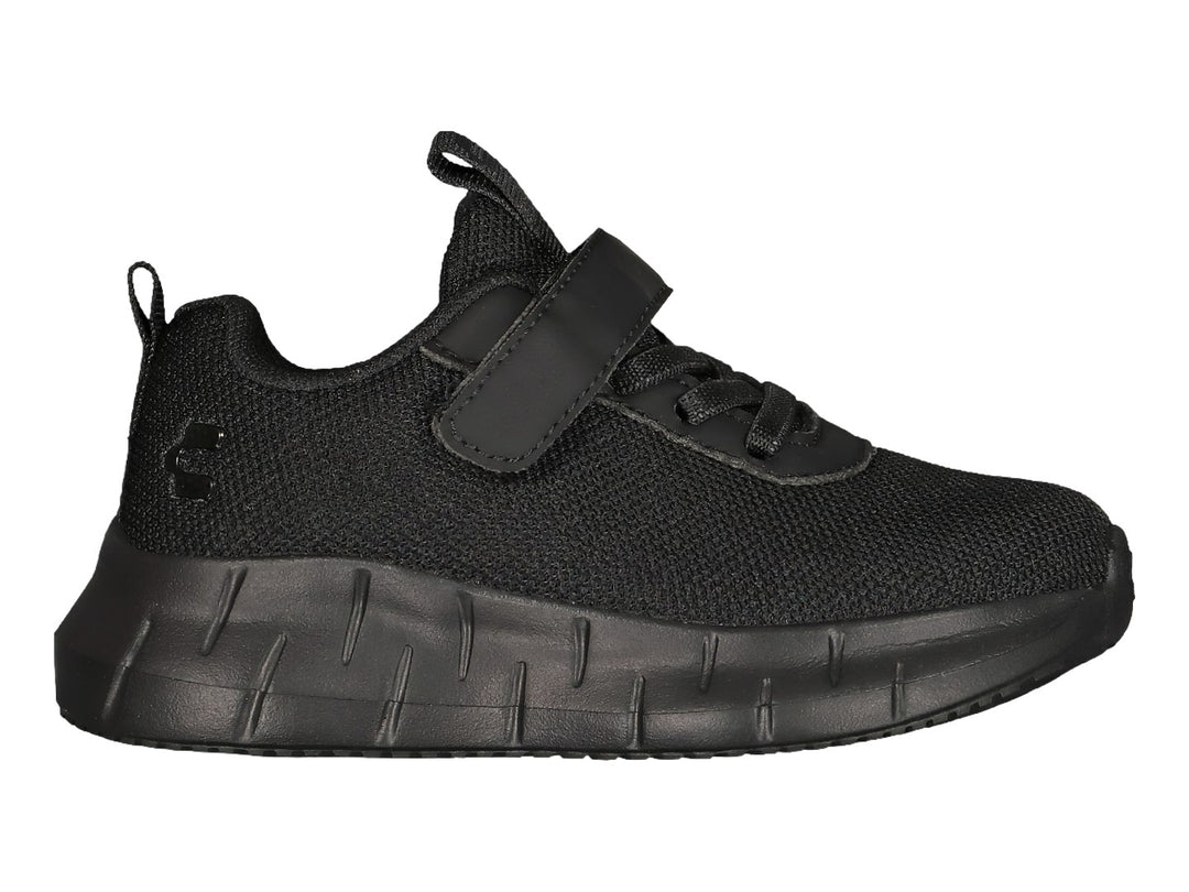 Tenis deportivos Charly color negro con correa y agujetas para niño.