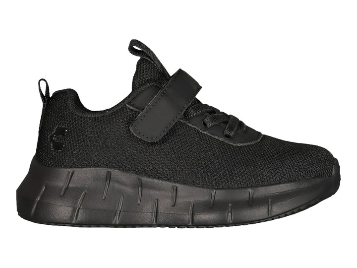 Tenis deportivos Charly color negro con correa y agujetas para niño.