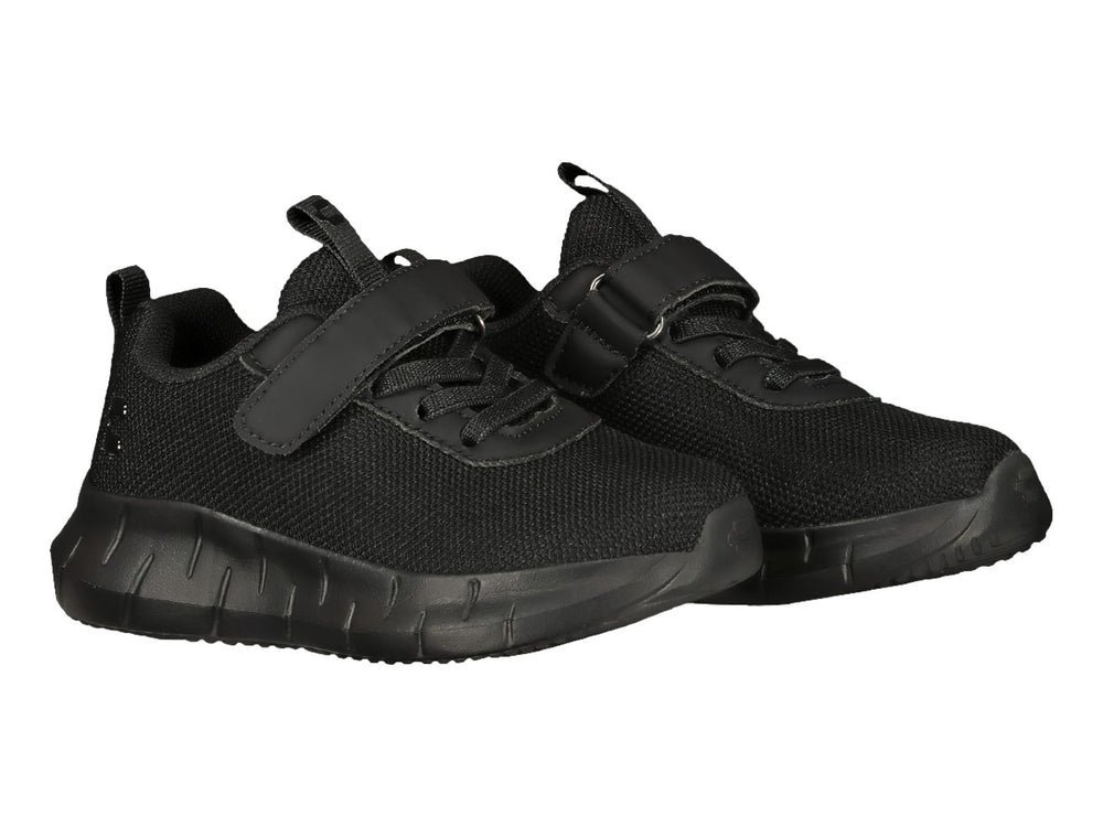 Tenis deportivos Charly color negro con correa y agujetas para niño.