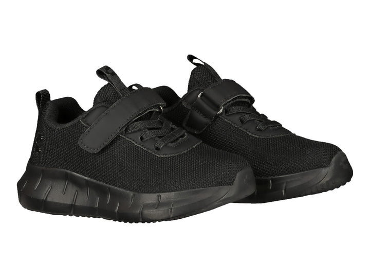 Tenis deportivos Charly color negro con correa y agujetas para niño.