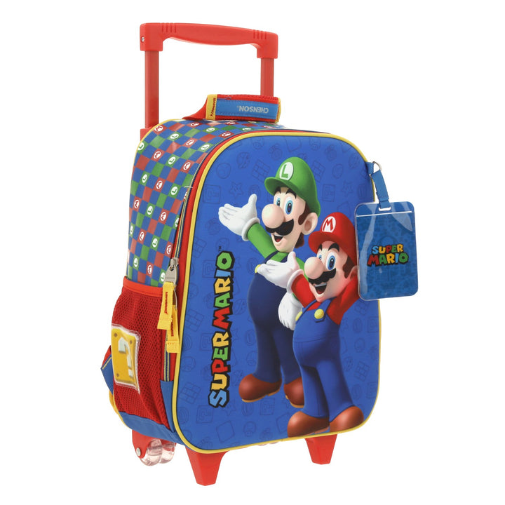 Mochila Rodante Chenson Mario Bros Azul y Rojo para Niño