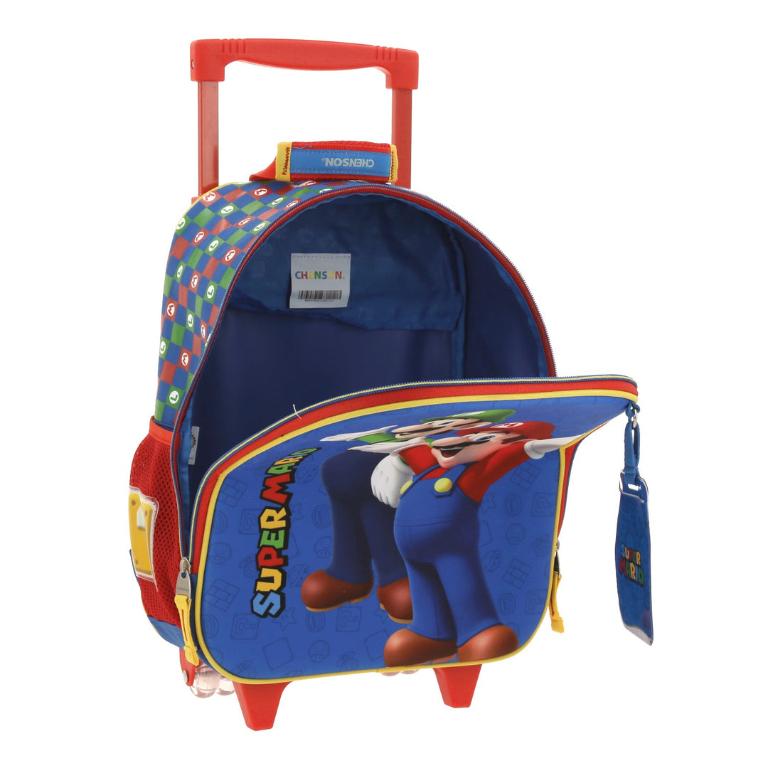 Mochila Rodante Chenson Mario Bros Azul y Rojo para Niño