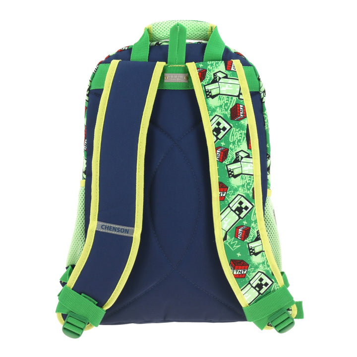 Mochila escolar Chenson de Minecraft en colores azul y verde con diseño de Creeper y TNT.