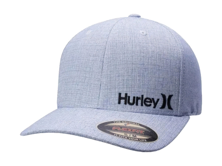 Gorra Hurley color azul pacífico con logotipo bordado en negro y visera curva.