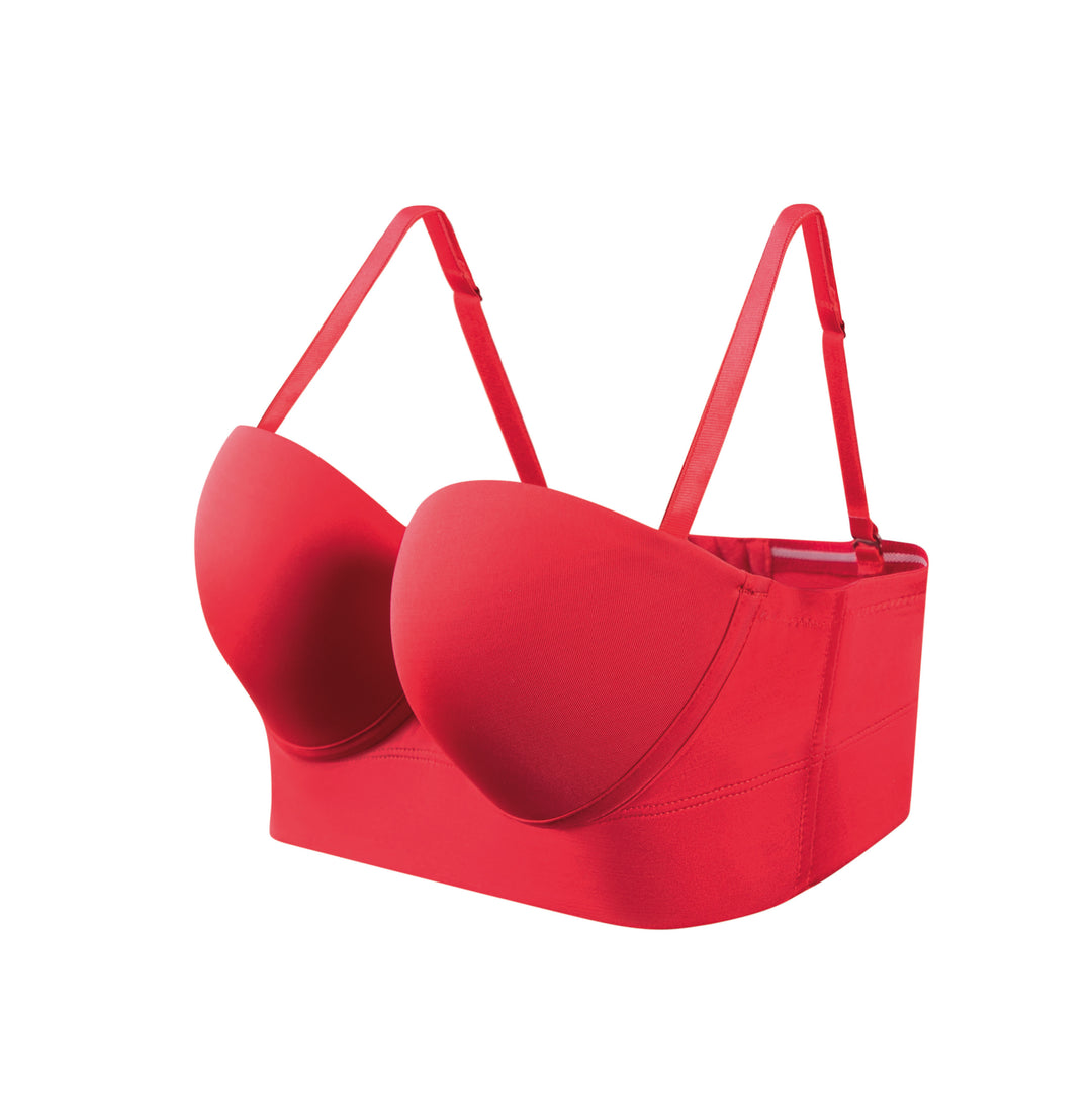 Brasier liso de color cereza con tirantes delgados.