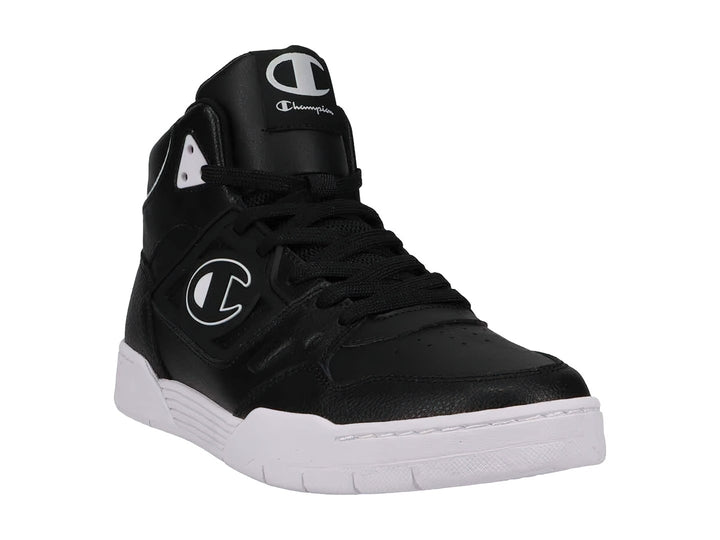 Tenis deportivos de bota marca Champion en color negro con suela blanca.