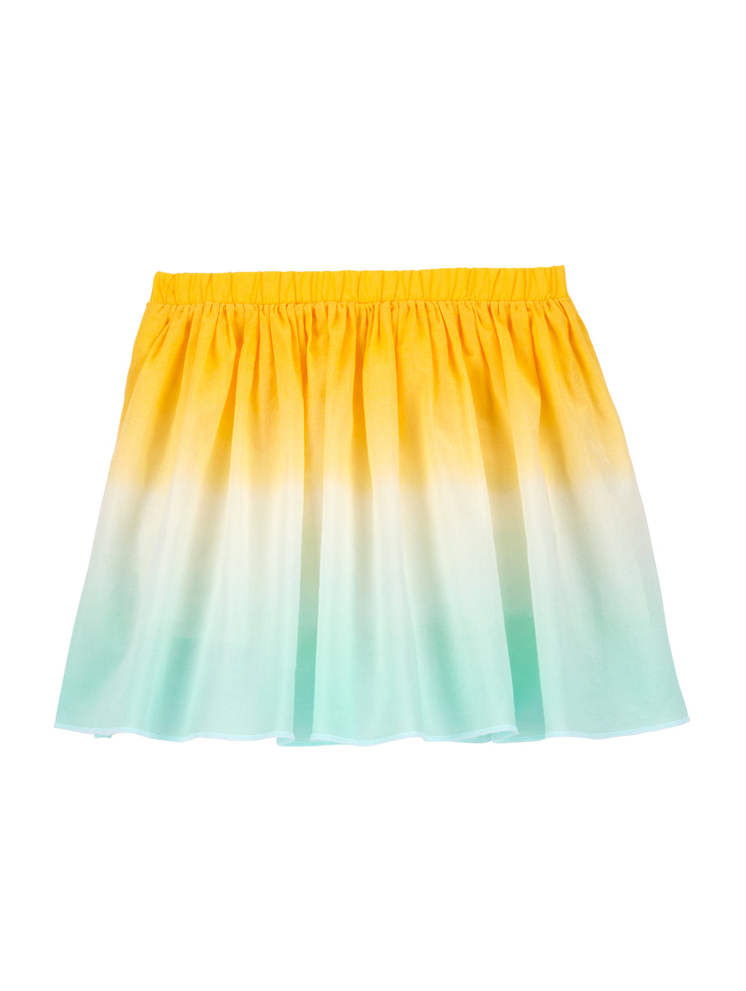 Falda para niña con diseño degradado de color amarillo en la parte superior a verde menta en la inferior.