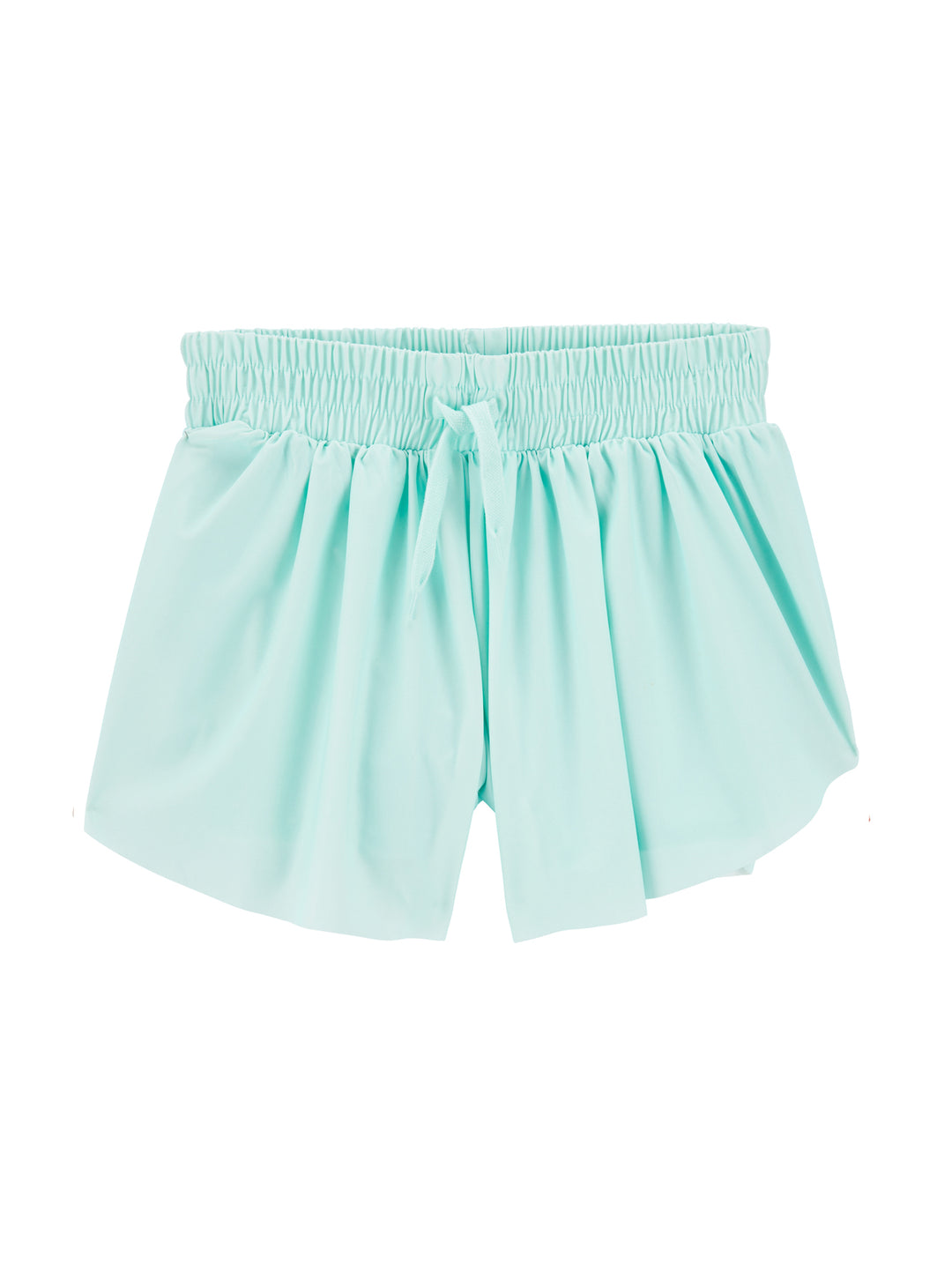 Short turquesa para niño o niña con cintura elástica y cordón ajustable.