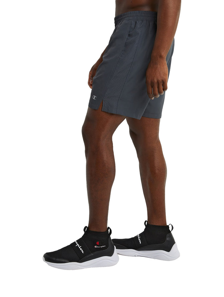 Pantalones cortos deportivos Champion color gris oscuro con cintura elástica.