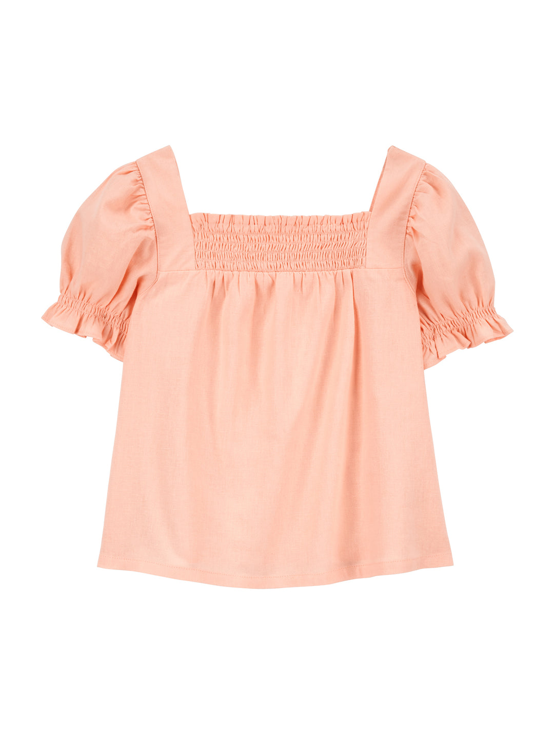 Blusa rosa para Niña con detalle fruncido en el pecho y mangas cortas.