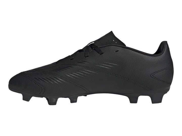 Zapato de fútbol Adidas Predator Club FXG en color negro con detalles en gris y tacos para pasto.