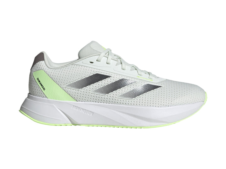 Tenis deportivos Adidas Duramo SL color Crystal Jade con suela blanca y franjas grises.