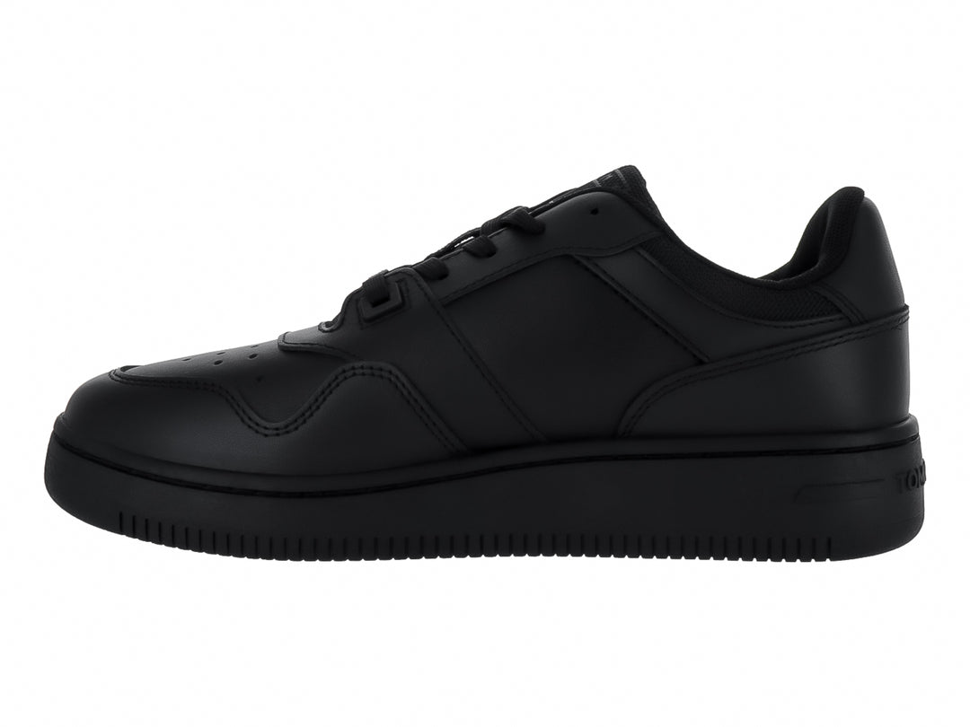 Tenis Tommy Hilfiger Retro Basket en color negro con logotipo de Tommy Jeans en el lateral.