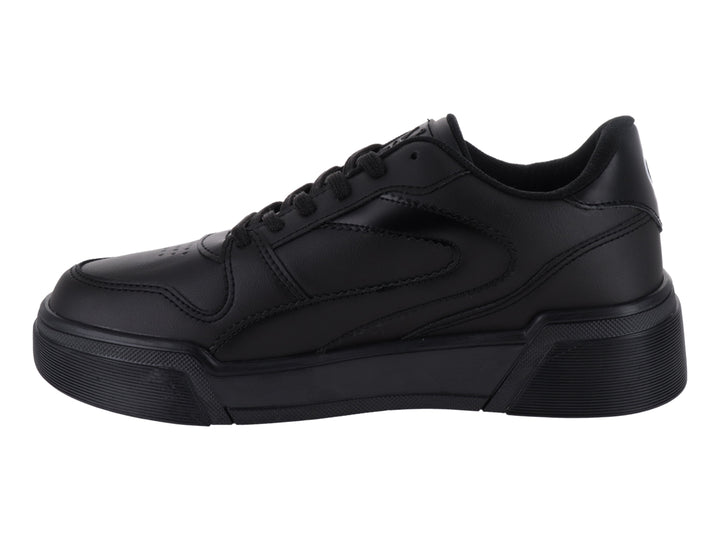 Tenis Clasben Deniz color negro con suela de plataforma y acabado brillante.