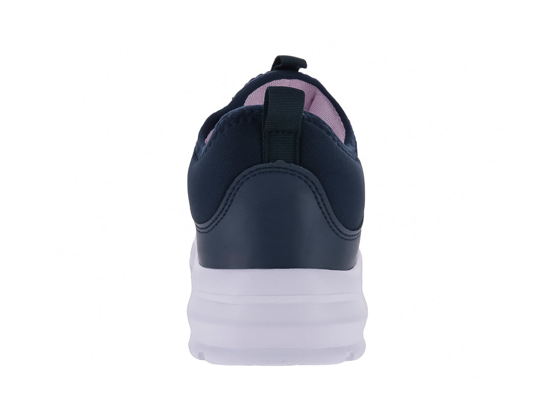 Tenis deportivos marca Makena en color marino con detalles en rosa y suela blanca para niña.