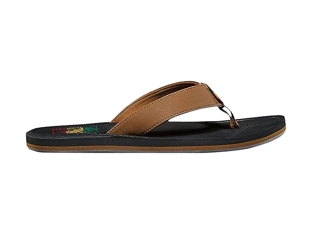 Sandalia VANS MN NEXPA SYNTHETIC color café con suela negra y detalles en colores rasta.