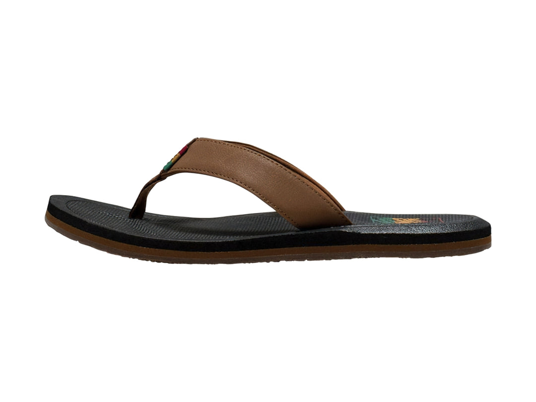 Sandalia VANS MN NEXPA SYNTHETIC color café con suela negra y detalles en colores rasta.