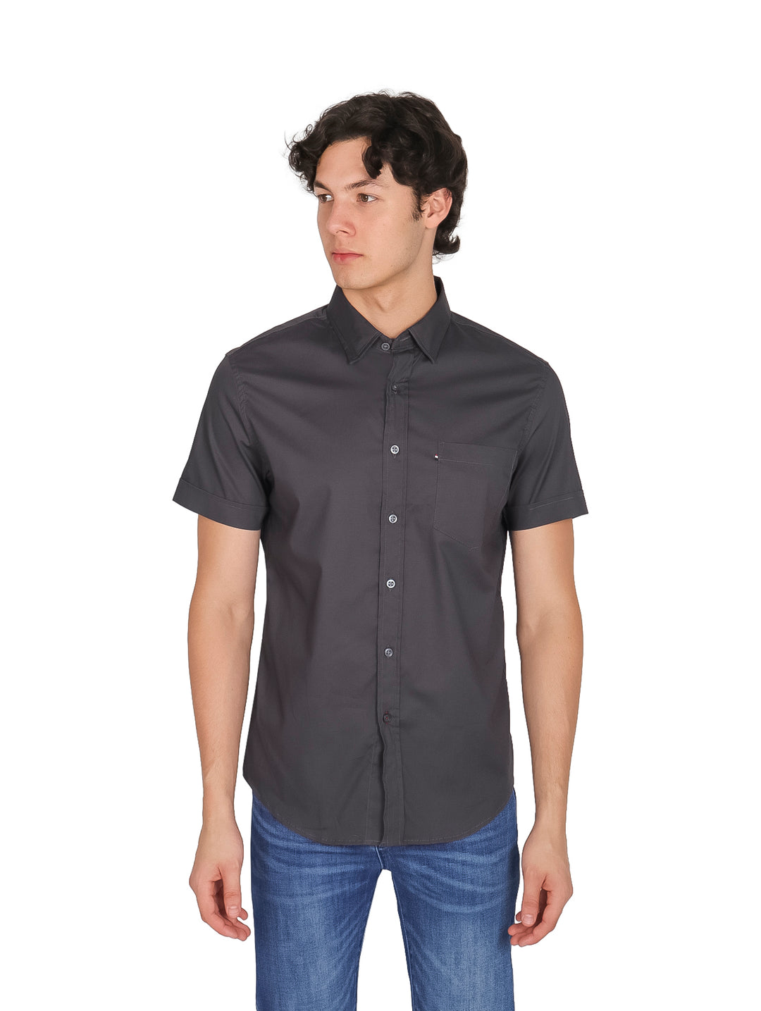Camisa Vertical Eagle Oxford Gris para Hombre