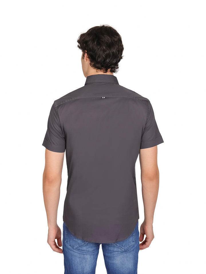 Camisa Vertical Eagle Oxford Gris para Hombre