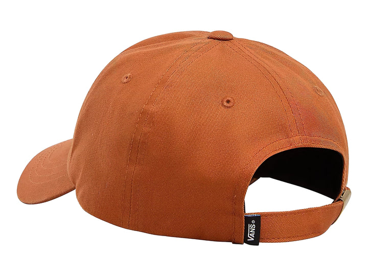 Gorra VANS de color Autumn Leaf con visera curva y logotipo blanco frontal.