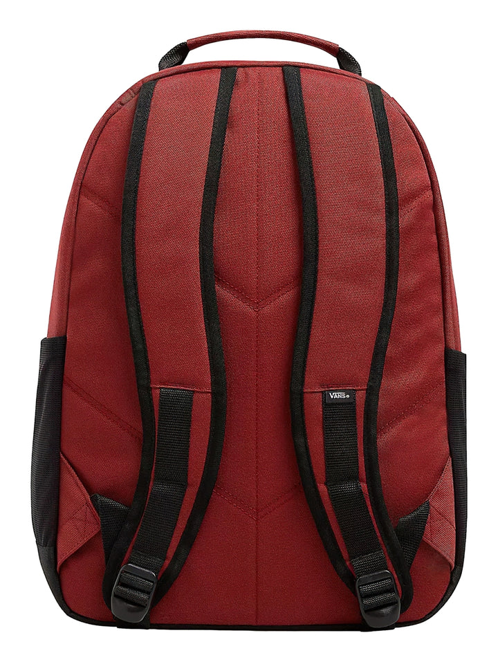 Mochila escolar VANS color russet brown con detalles y base en color negro.