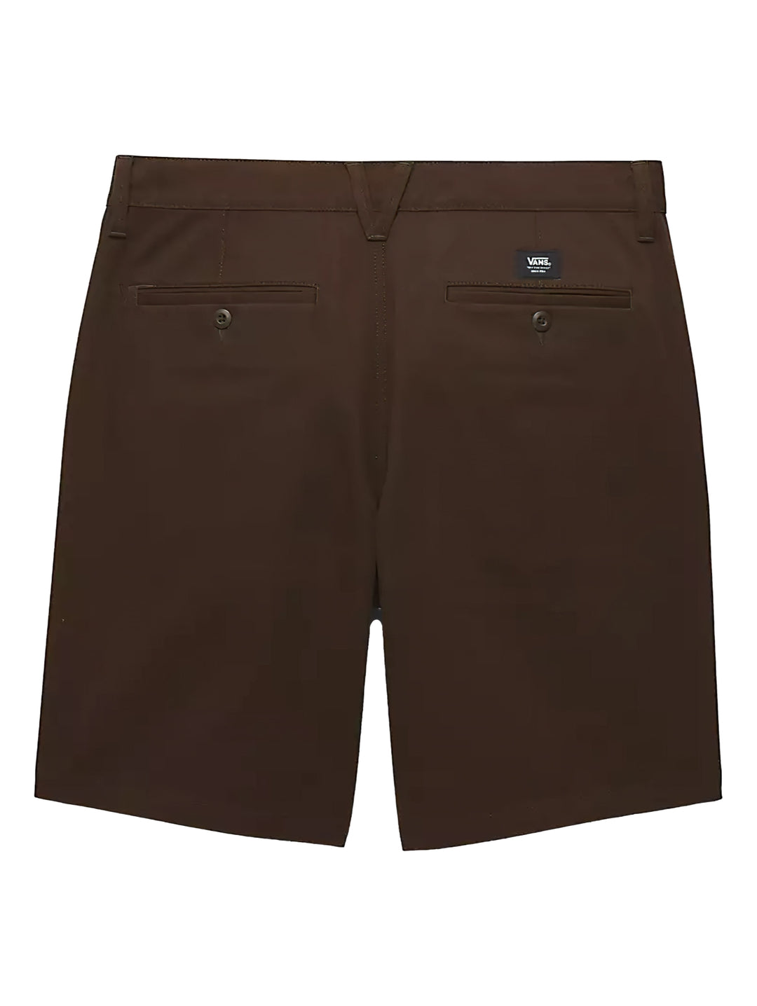 Pantalones cortos color marrón oscuro estilo chino de la marca Vans.