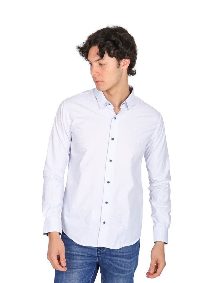 Camisa Rock Jeans Blanca Manga Larga para Hombre