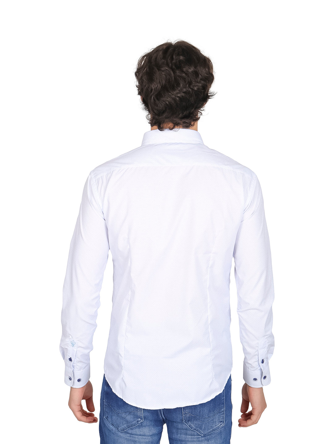 Camisa Rock Jeans Blanca Manga Larga para Hombre