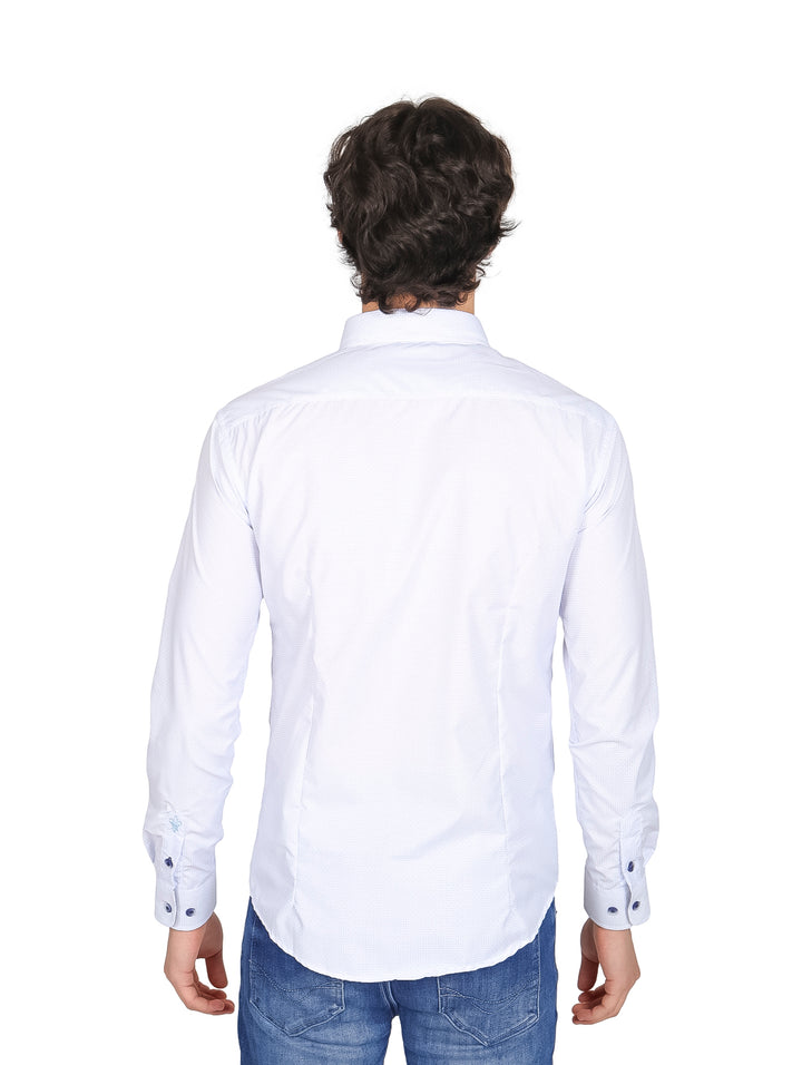 Camisa Rock Jeans Blanca Manga Larga para Hombre