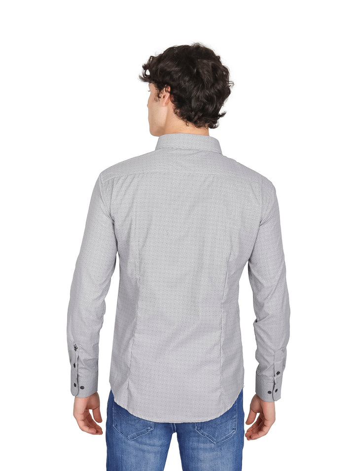 Camisa Rock Jeans Manga Larga Gris para Hombre
