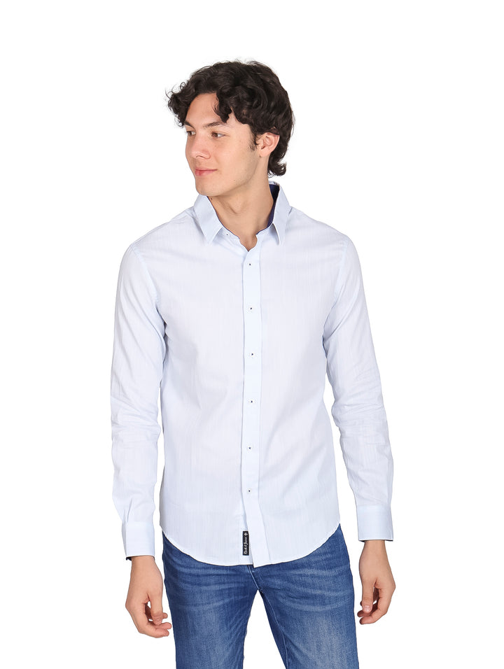 Camisa Rock Jeans Manga Larga Color Cielo para Hombre
