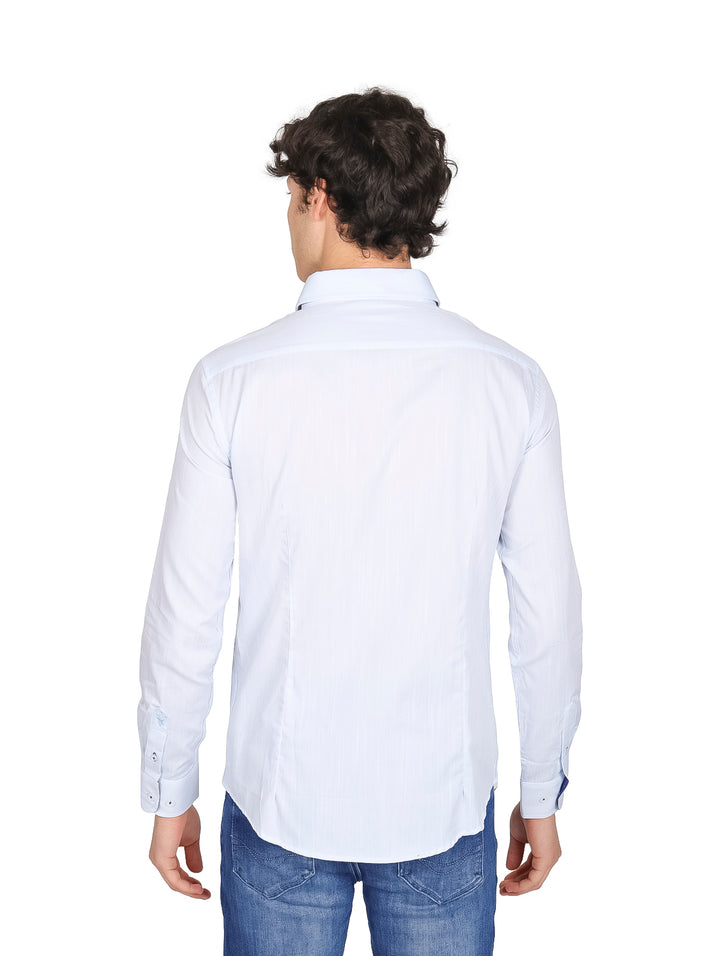 Camisa Rock Jeans Manga Larga Color Cielo para Hombre