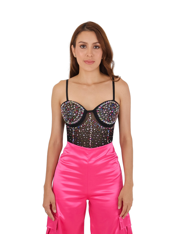 Top LC Collection Negro con Pedrería para Mujer