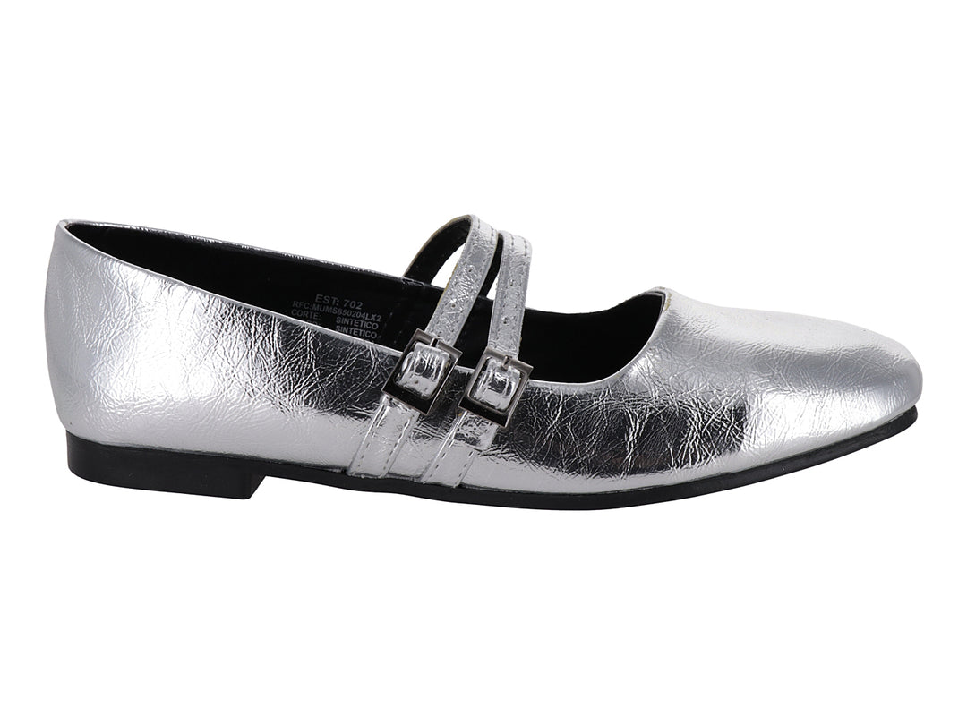 Zapatos Planos Luna Rosa Plata para Mujer