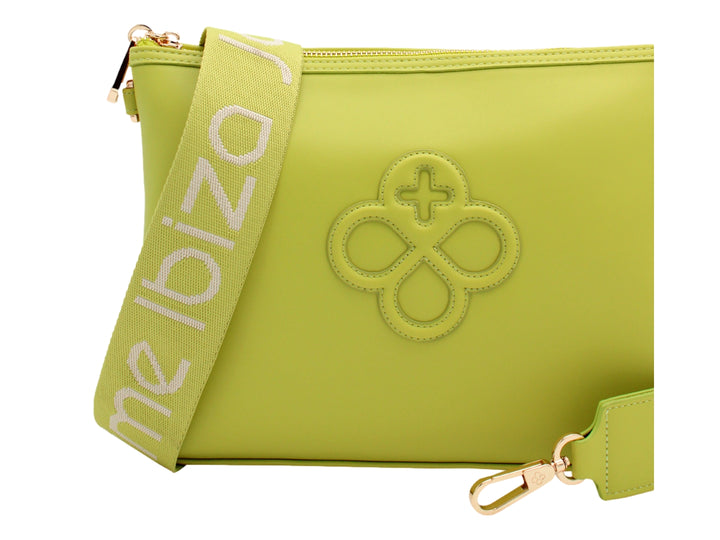 Bolsa convertible color verde lima de Jaime Ibiza con correa ancha y herrajes dorados.