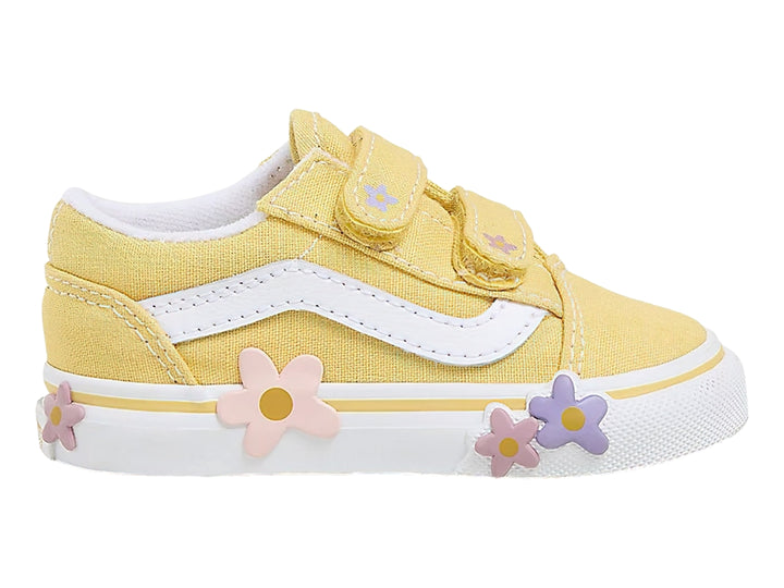 Tenis Vans Old Skool V Flower Amarillo para Niña