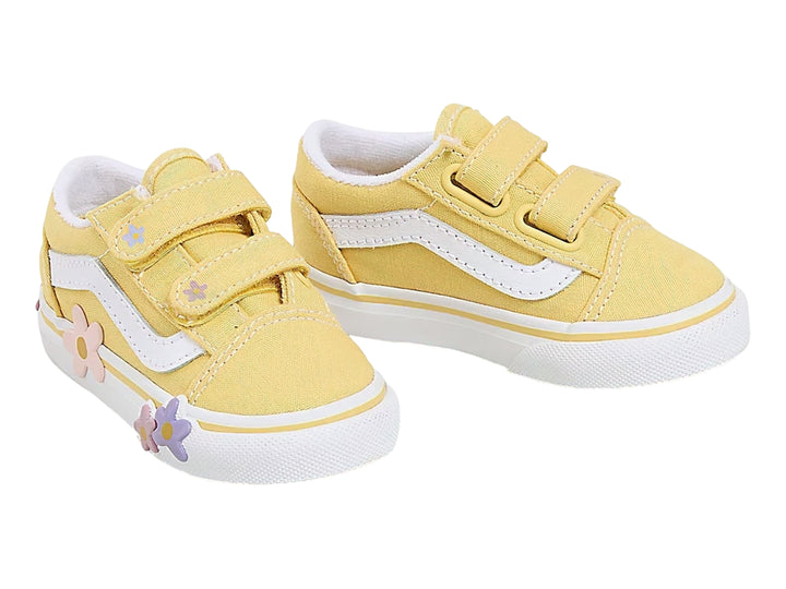 Tenis Vans Old Skool V Flower Amarillo para Niña