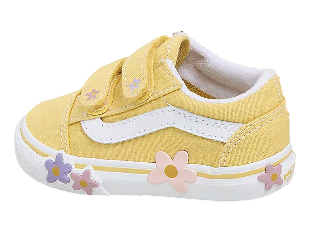 Tenis Vans Old Skool V Flower Amarillo para Niña