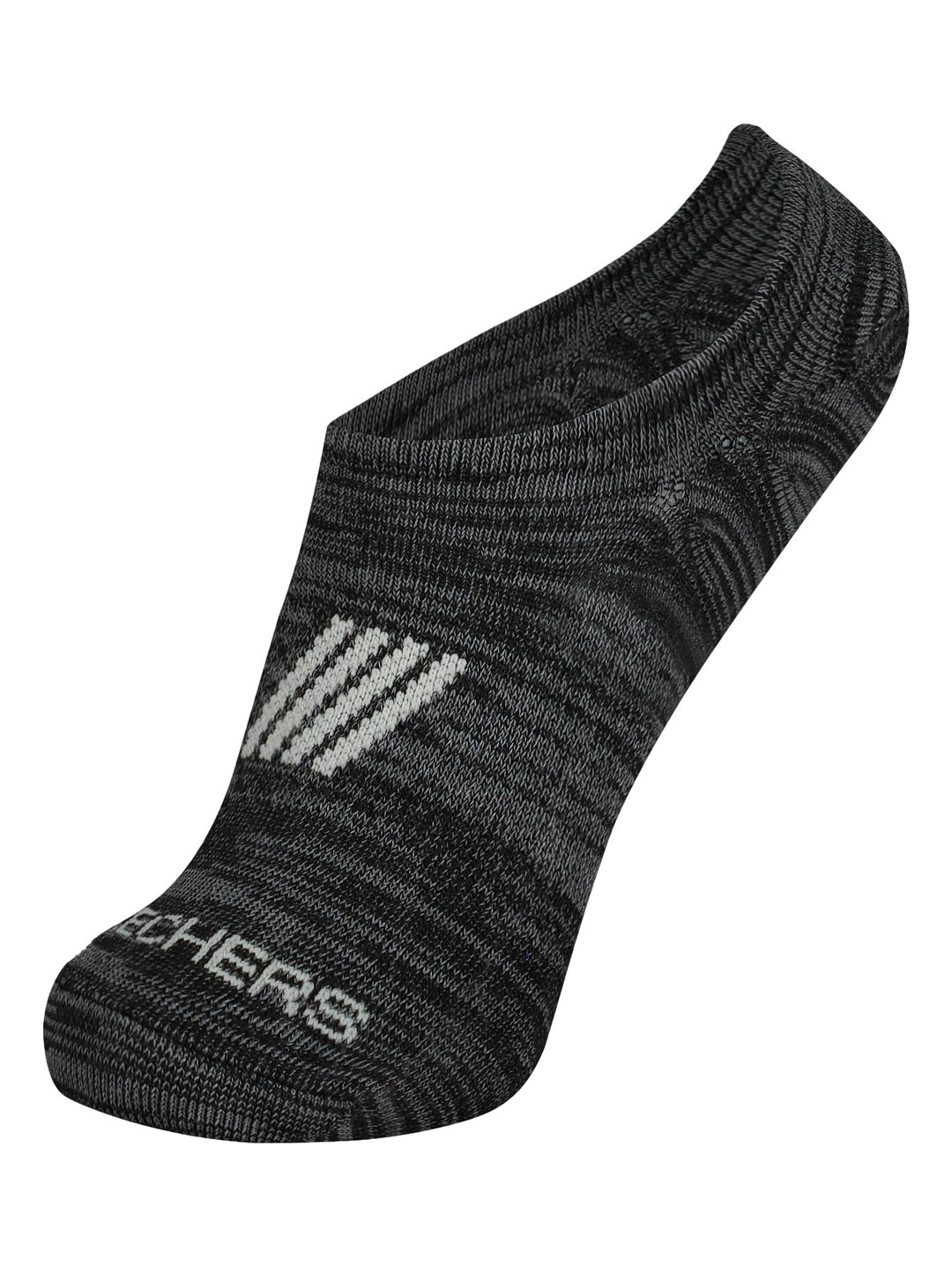 Paquete de tres pares de calcetines cortos Skechers en colores blanco, gris y negro.