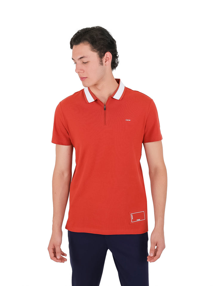 Playera Polo Carven Color Terracota para Hombre