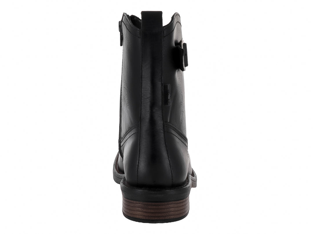 Botas negras de material sintético con detalle de hebilla plateada en el tobillo para Hombre.