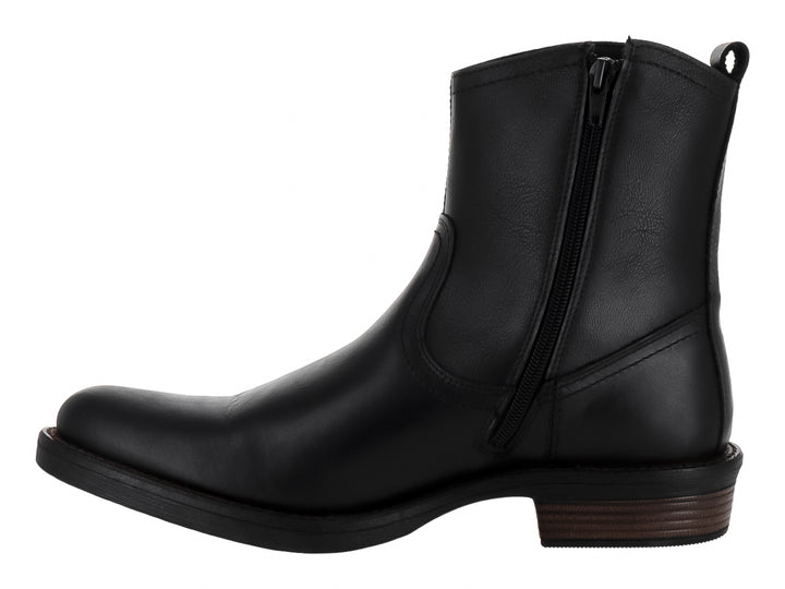 Botas negras de material sintético con detalle de hebilla plateada en el tobillo para Hombre.